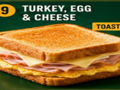Toast turkey, egg & cheese