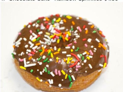 Chocolate White Cake Donut w/Colored Sprinkle