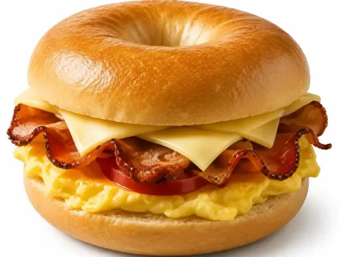 Ham, egg, bacon & cheese Bagel